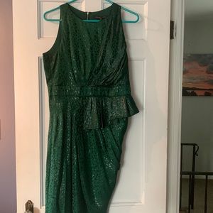 Emerald Green ruched cocktail dress